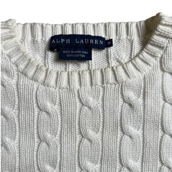 VIntage Ralph Lauren Cable Knit 100% Cotton Size Medium Women's Crewneck - Picture 5 of 6